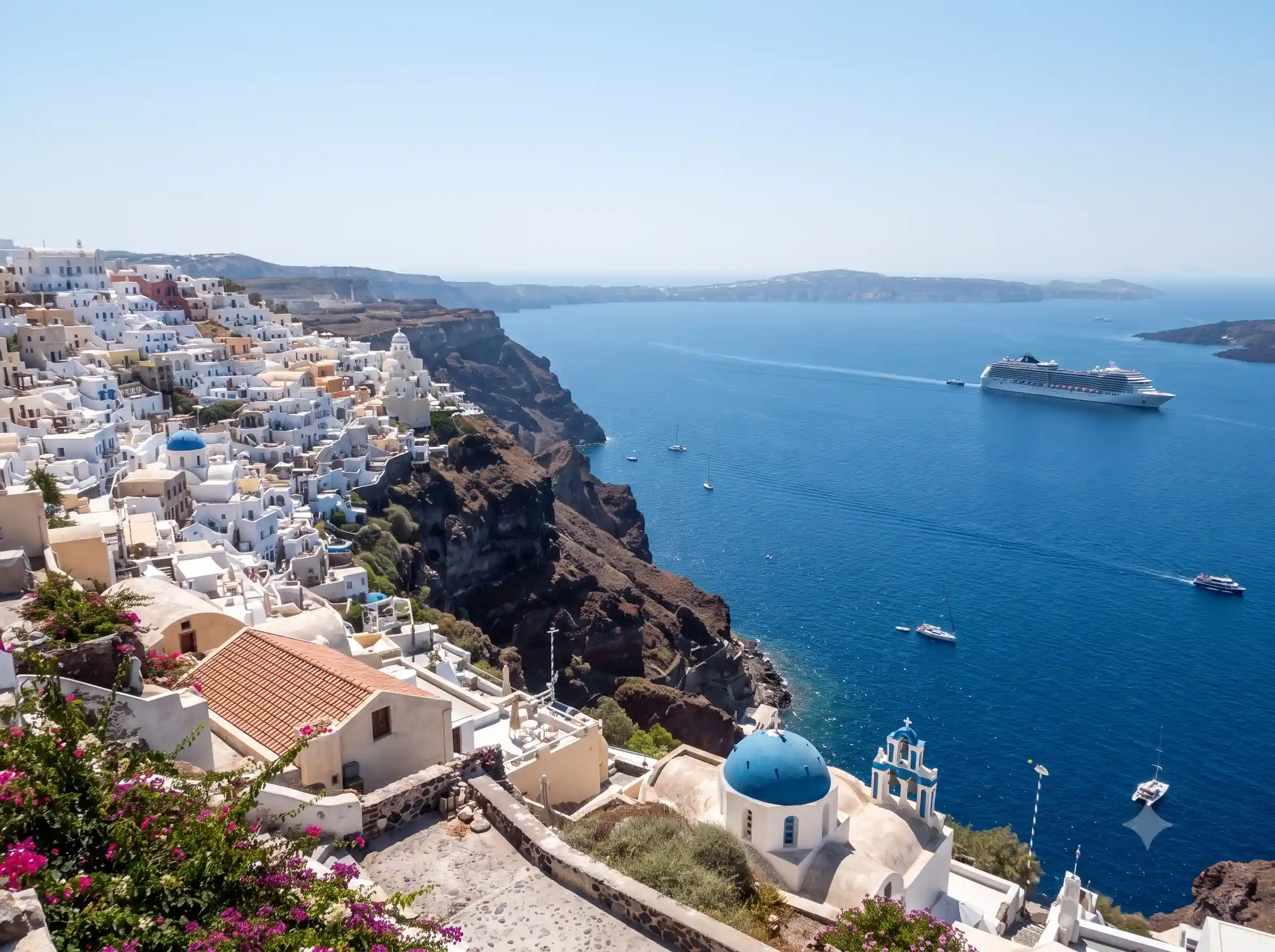 Sun-drenched Mediterranean coastline with historic cliffs